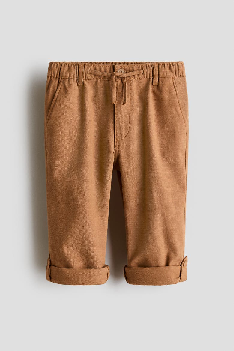 Cotton Roll-up Trousers, Main, color, Dark beige