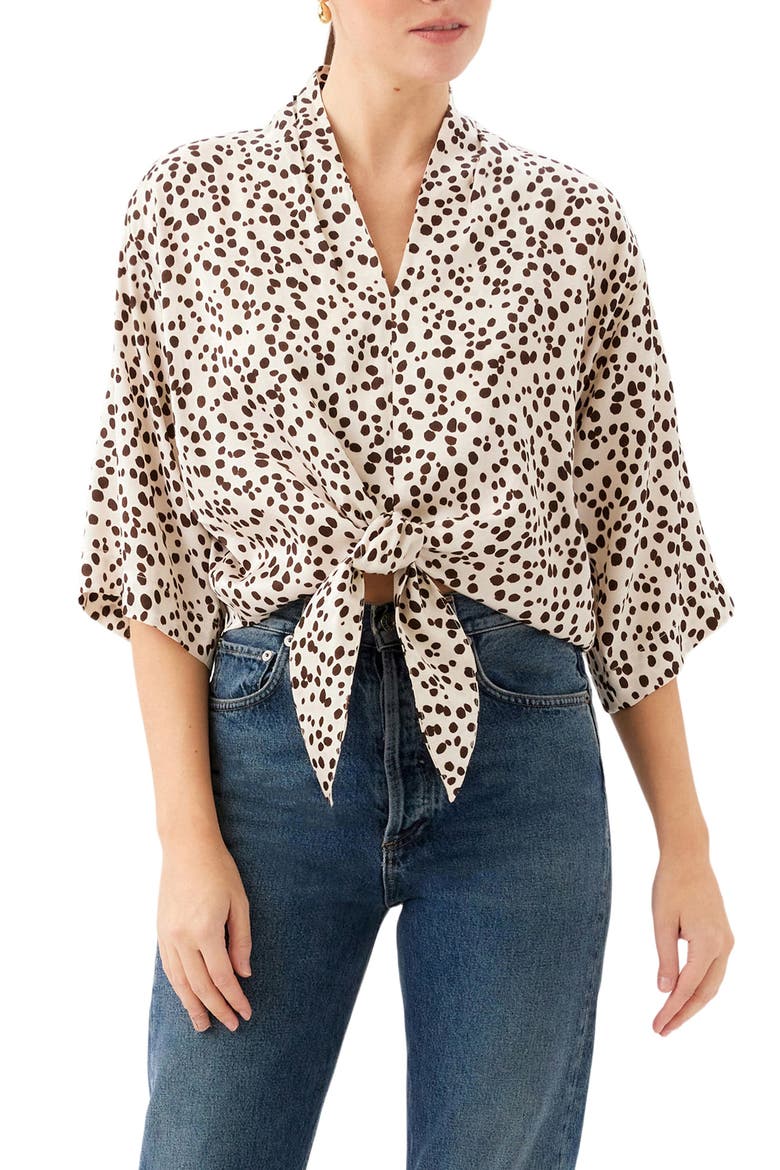 Bernice Tie Front Shirt, Main, color, PRINT