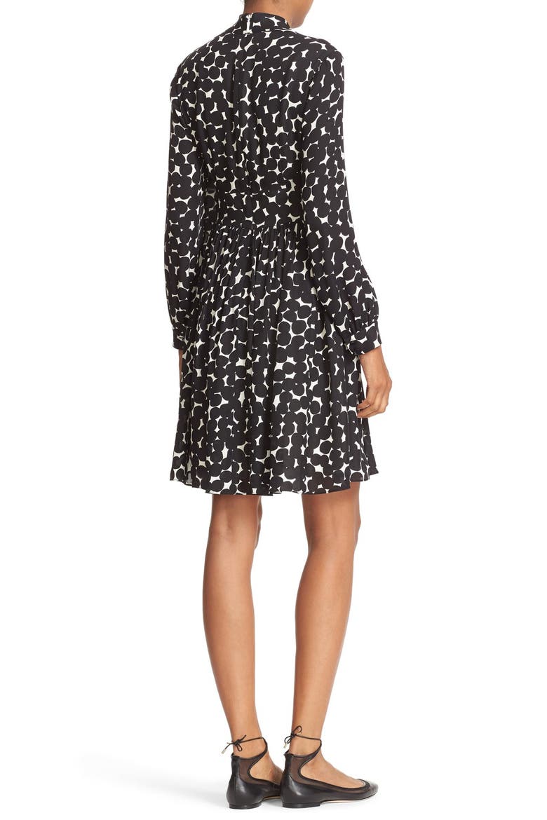 blot dot silk dress, Alternate, color, FRENCH CREAM/ BLACK