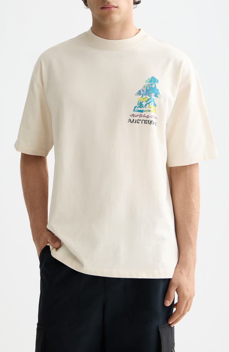 Scotch & Soda Oversize Graphic T-Shirt, Main, color, Eggnog