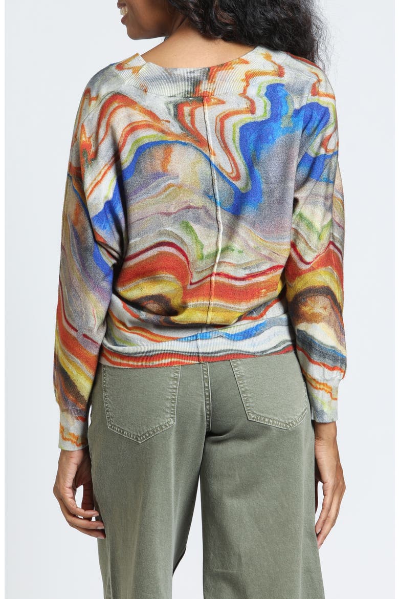 Marbleized Earth V-Neck Sweater, Alternate, color, DESERT MIRAGE