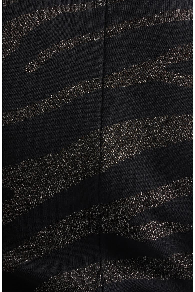Lynn Metallic Zebra Jacquard Sweater Dress, Alternate, color, BLACK/ GOLD METALLIC