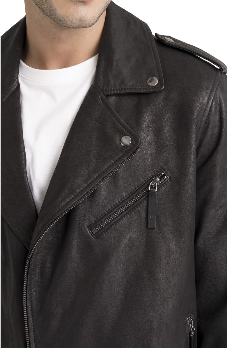 Velez Capri Leather Semi-Fitted Biker Jacket, Alternate, color, Black