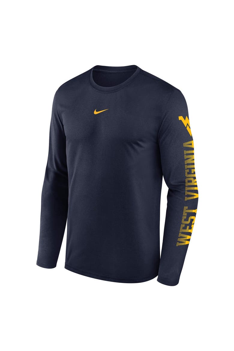 Men's Nike  Navy West Virginia Mountaineers Primetime Logo Sleeve Legend Dri-FIT Long Sleeve T-Shirt, Alternate, color, Navy