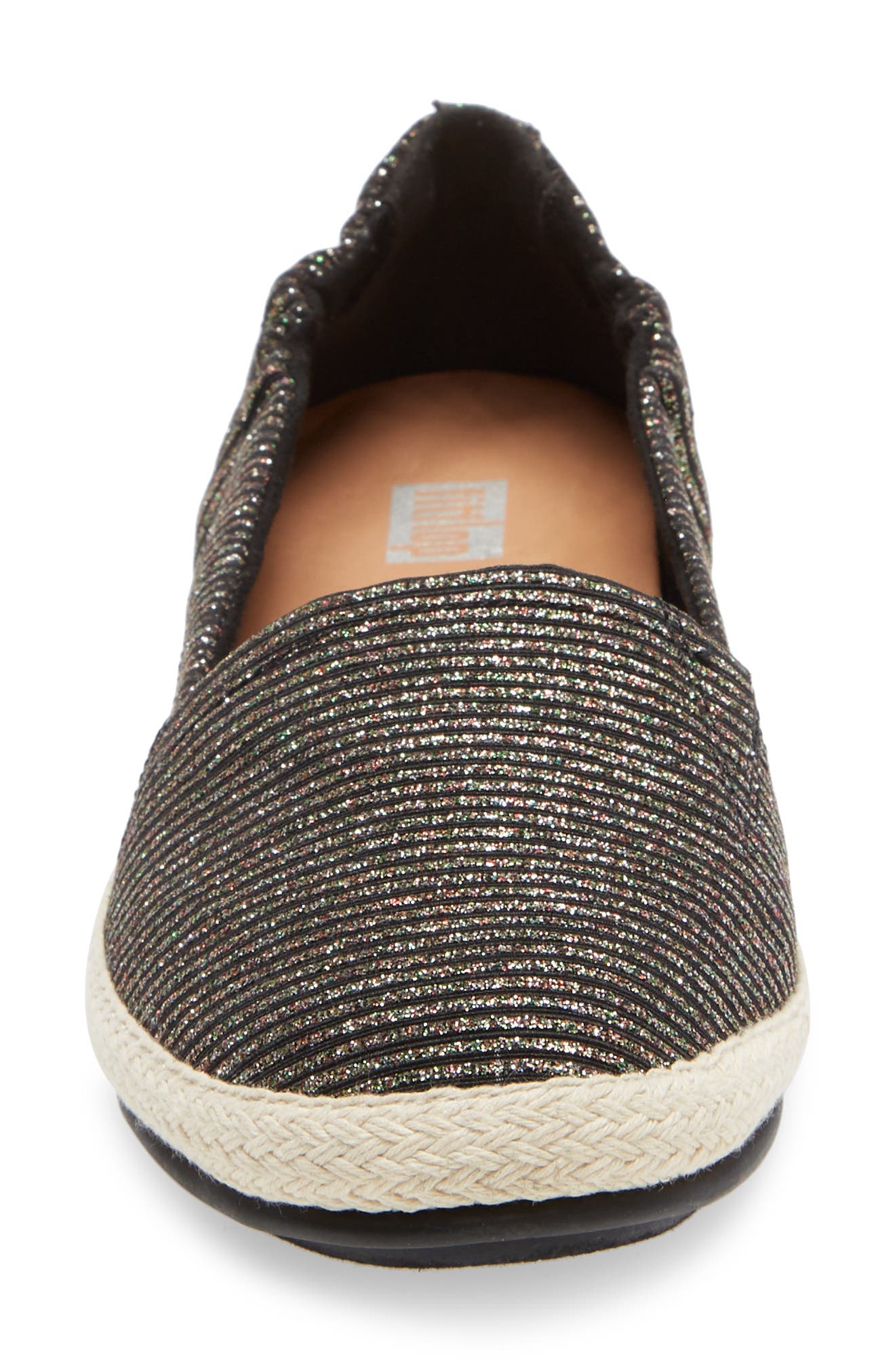 Siren Espadrille Flat, Alternate, color, ALL BLACK GLITTER FABRIC