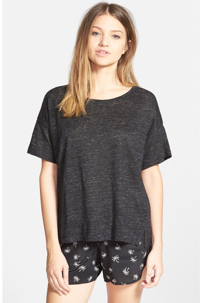 'Ella' Slouchy Linen Tee, Main, color, HEATHER COAL