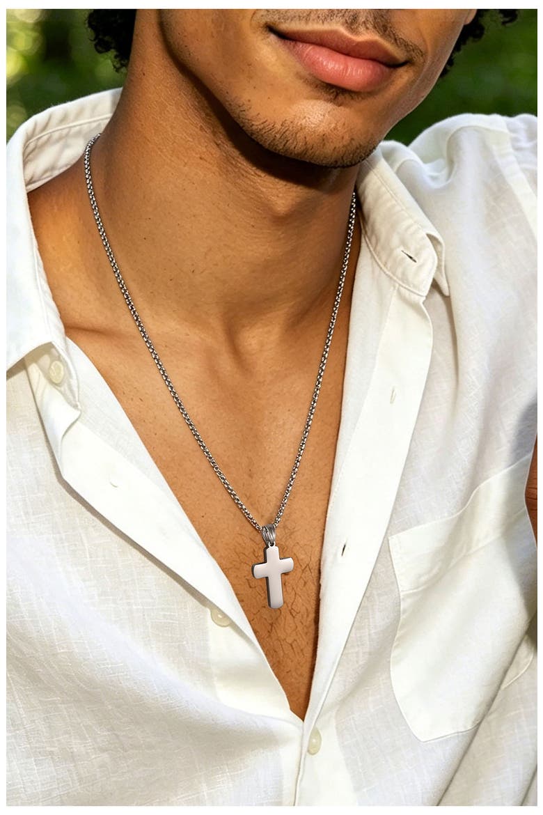 Polished Cross Pendant Necklace, Alternate, color, SILVER