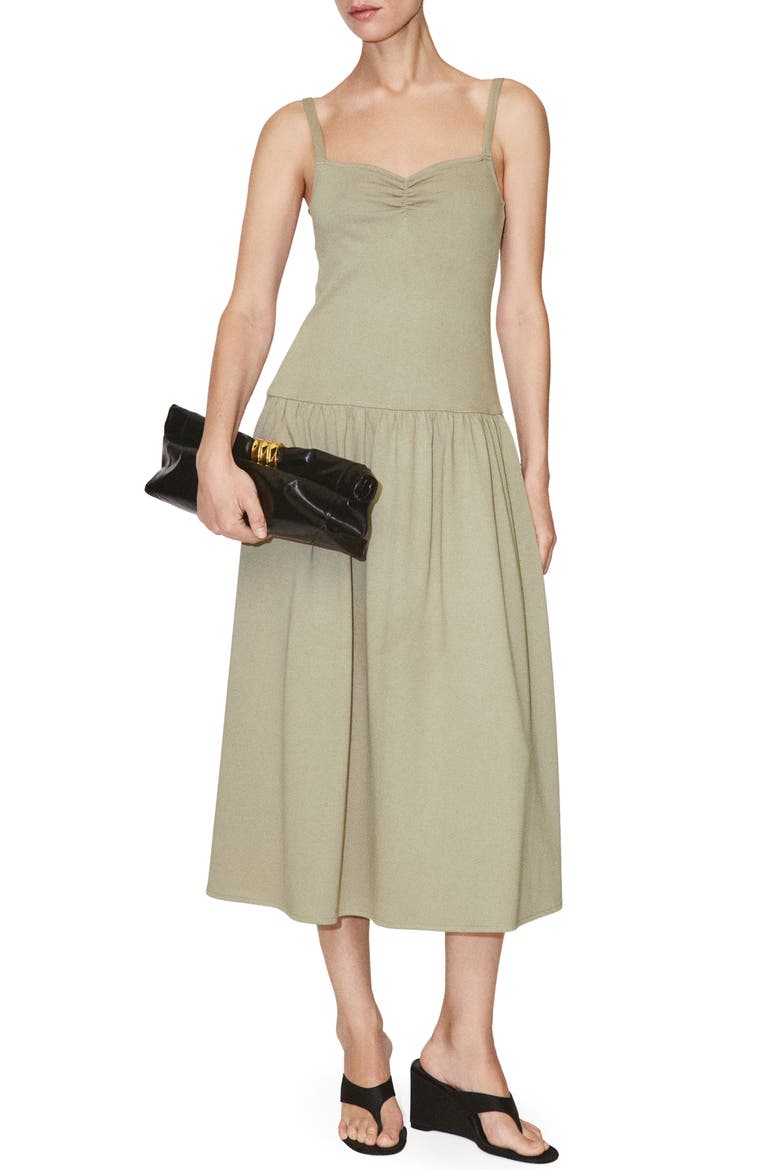Miranda Knit Drop Waist Midi Dress, Main, color, KHAKI GREEN
