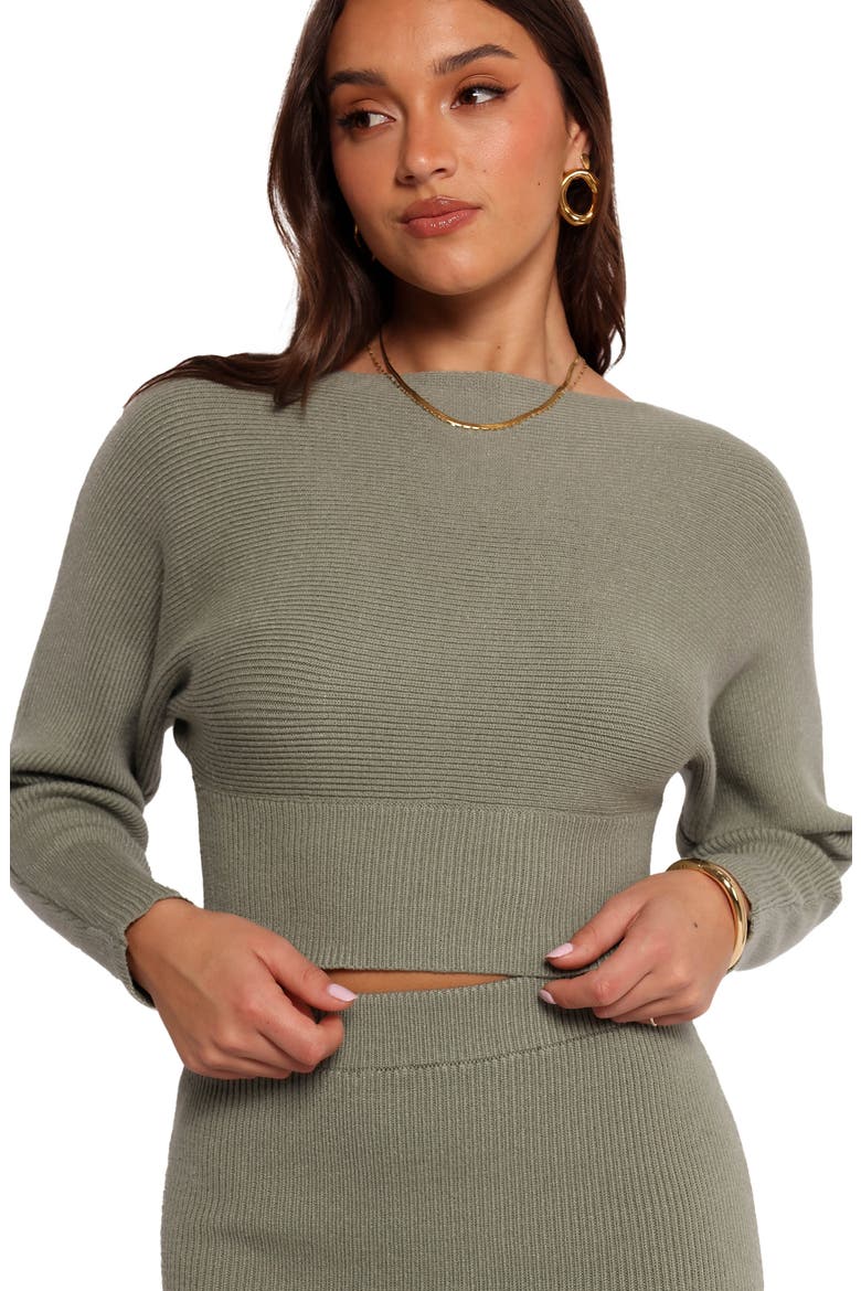 Serena Long Sleeve Crop Sweater & Skirt Set, Alternate, color, OLIVE