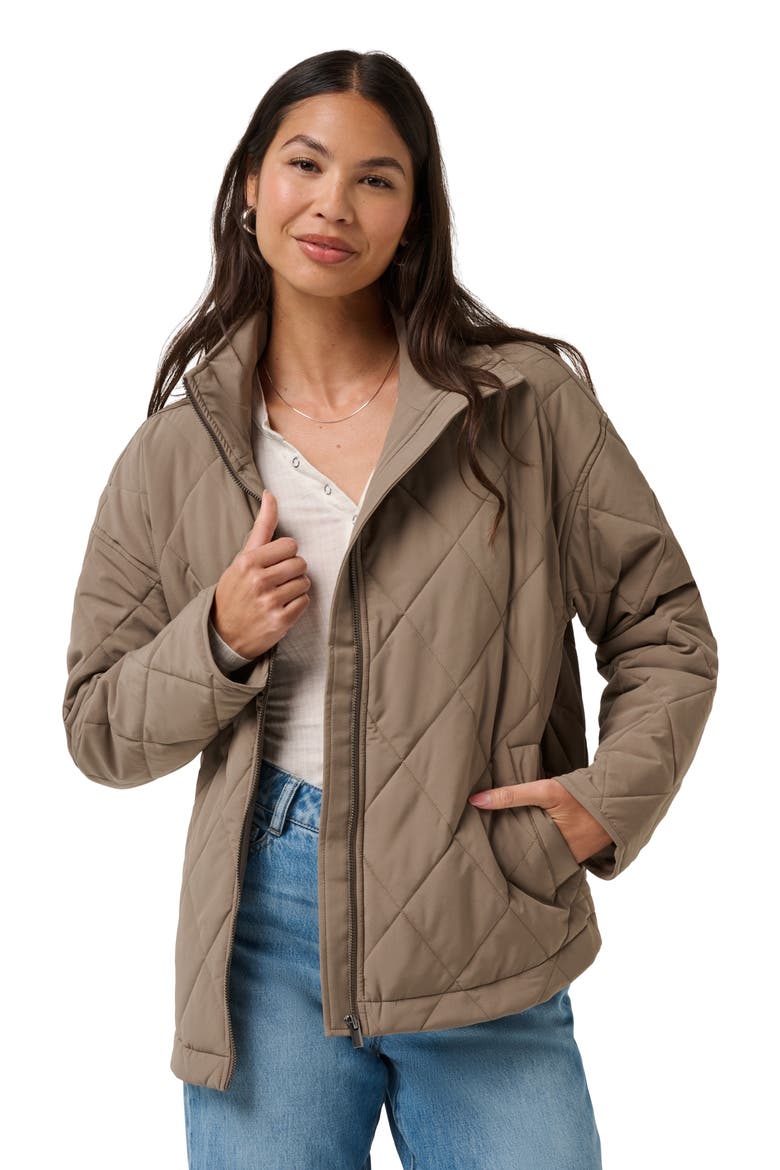 Quilted Easy Puffer Jacket, Alternate, color, WALNUT
