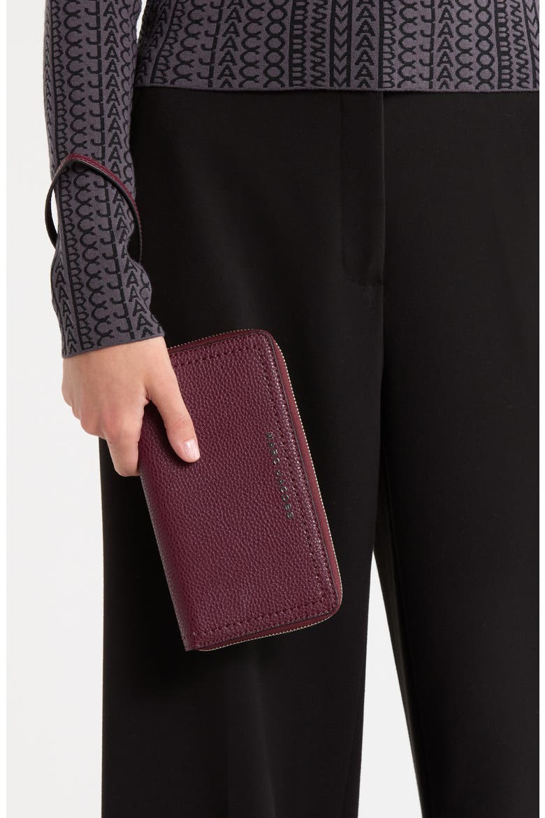 Leather Wristlet Continental Wallet, Alternate, color, DARK PLUM