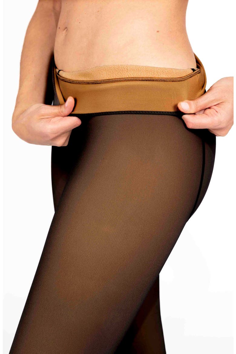 Faux Sheer Fleece Lined Tights, Alternate, color, BLACK