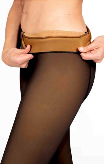 Faux Sheer Fleece Lined Tights