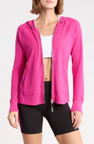 DKNY Slub Waffle Knit Zip Hoodie