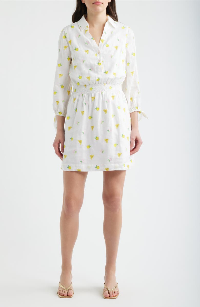 Lilly Pulitzer<sup>®</sup> Abralynn Linen Shirtdress, Main, color, Pink Muse Lemon Bee Half Drop