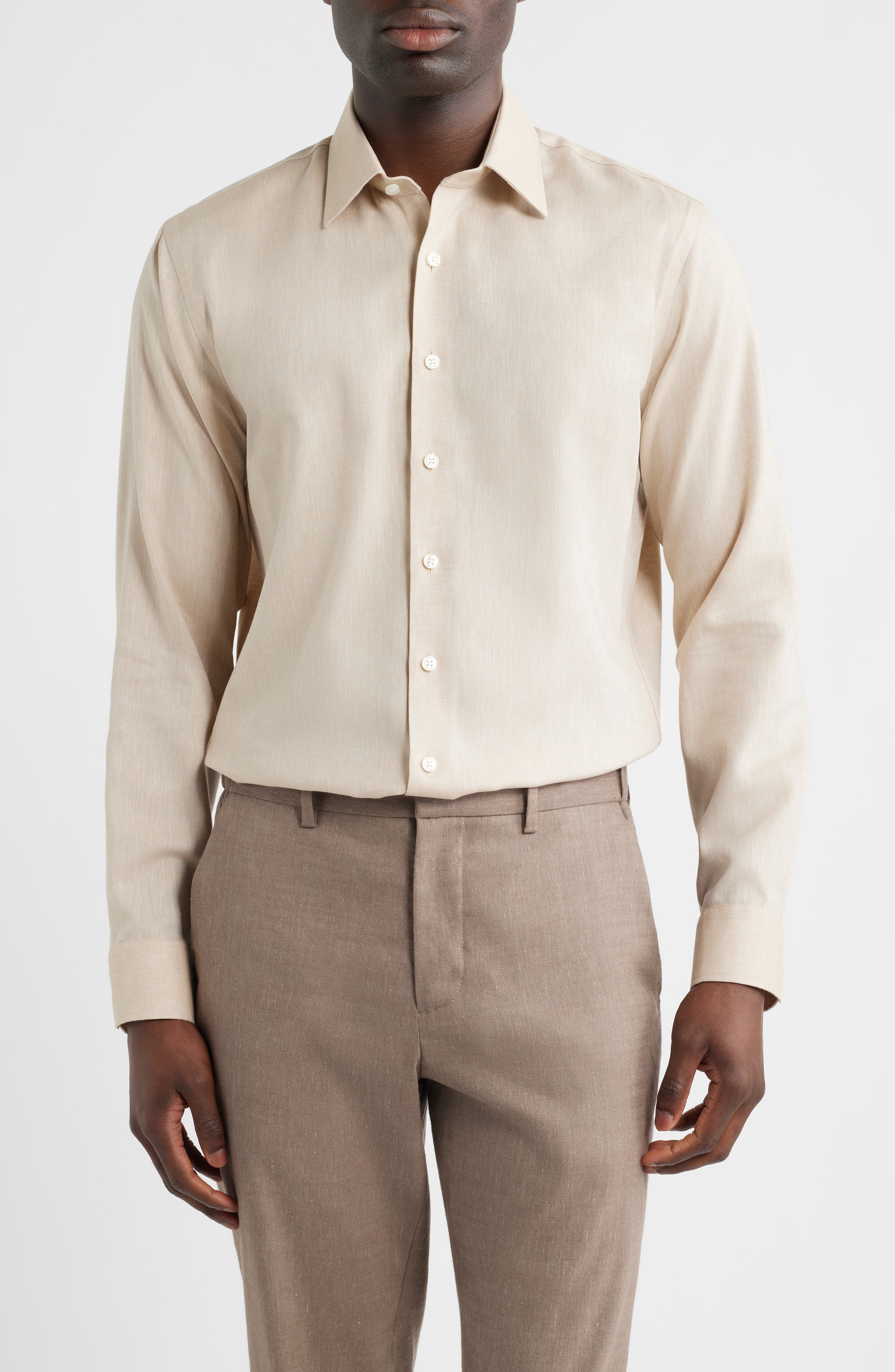 TAN CHAMBRAY HERRINGBONE