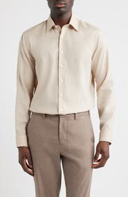 Nordstrom Trim Fit Premium Linen Blend Herringbone Dress Shirt