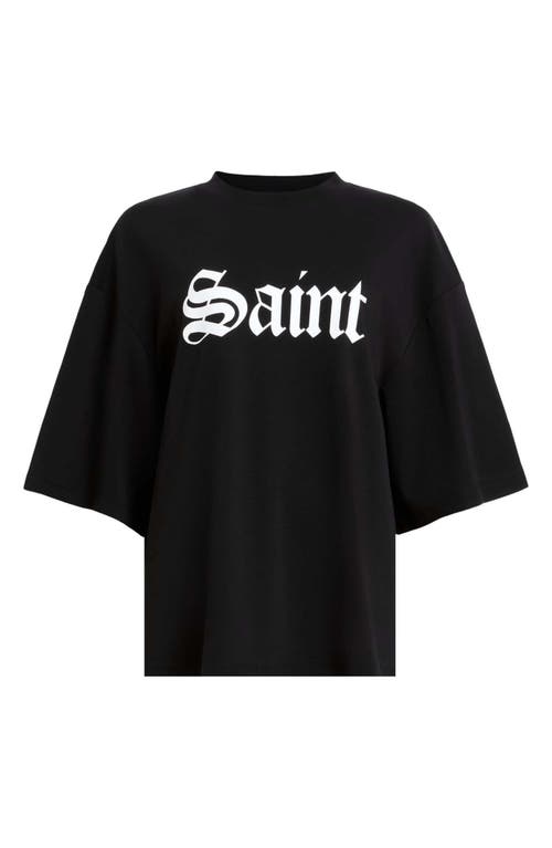 Allsaints Womens Black Amelie Branded-print Cotton-jersey T-shirt In Black