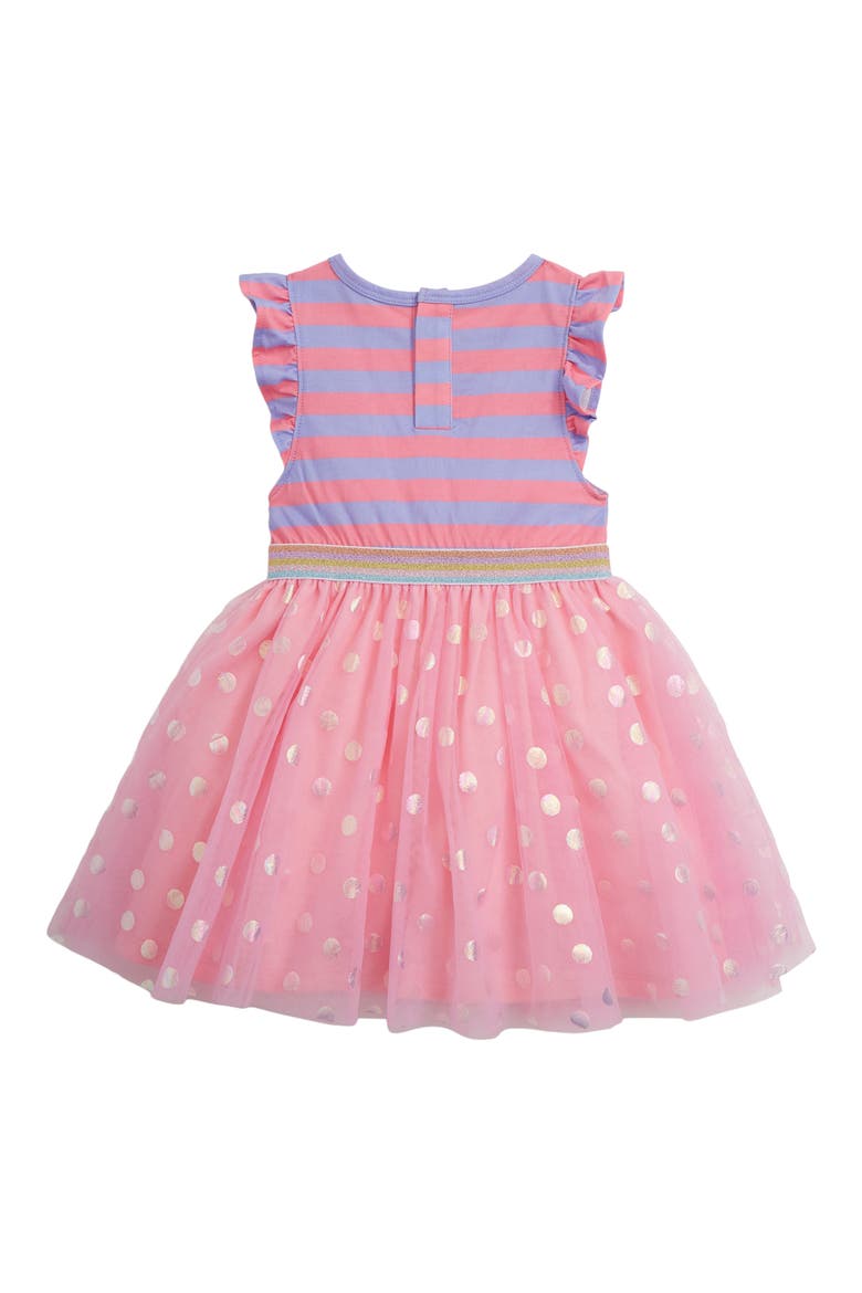 Kids' Shell Pink Stripe Flutter Sleeve Dress, Alternate, color, PINK