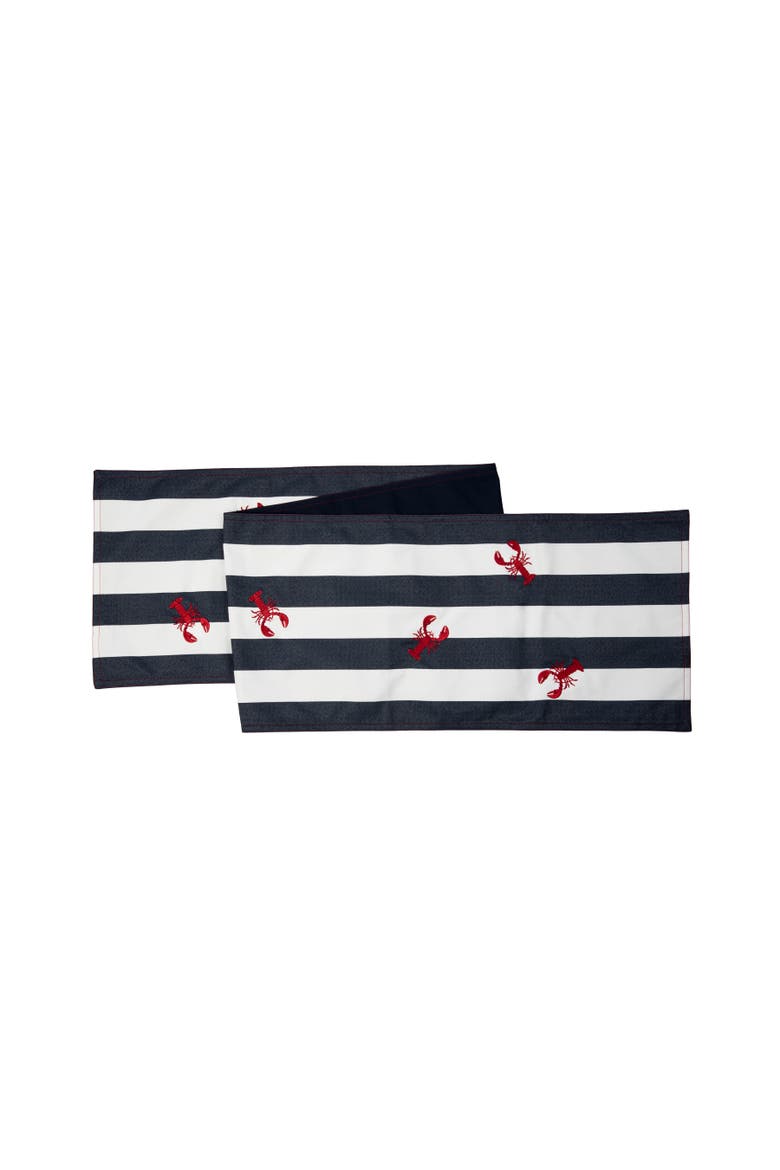 Lobster Stripe Indoor/Outdoor Table Runner 13.5" x 72", Main, color, White