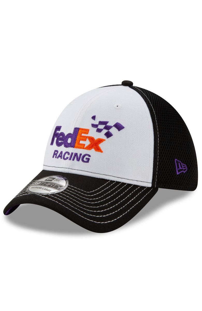 New Era Men's New Era Black/White Denny Hamlin FedEx NEO 39THIRTY Flex Hat, Main, color, 
