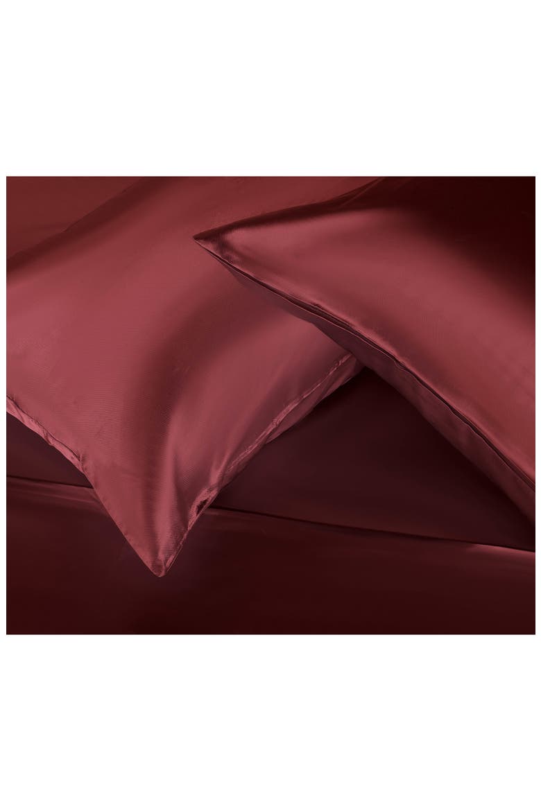 Elegance Satin Sheet Set, Alternate, color, MERLOT