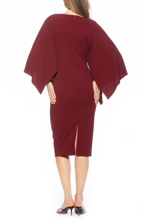 Alexia Admor Vida Cape Sleeve Sheath Dress In Burgundy