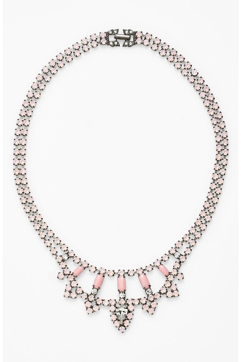 'Neopolitano' Crystal Necklace, Alternate, color, SILVER/ PINK
