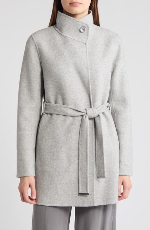 Kenia Funnel Neck Wool Blend Wrap Coat