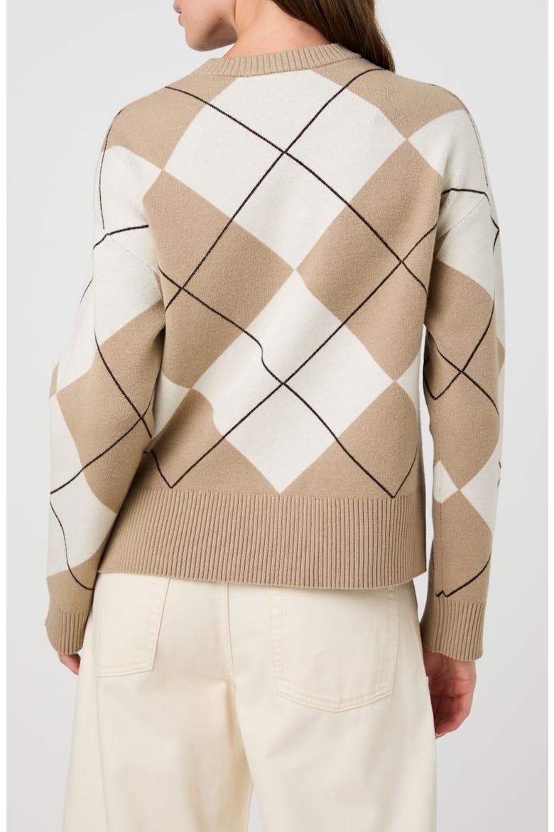 Suzie Striped Crewneck Sweater, Alternate, color, TAN/ CREAM ARGYLE