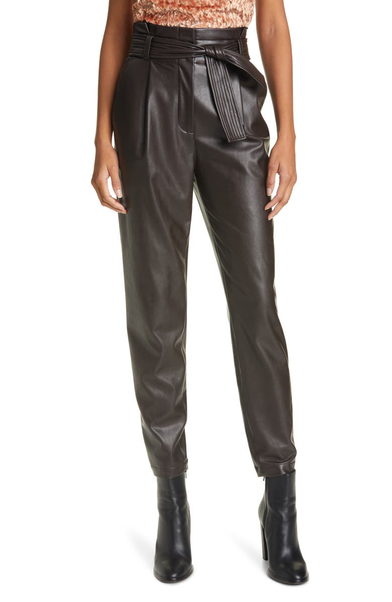A.L.C. Cobey Paperbag Waist Faux Leather Pants, Main, color, 