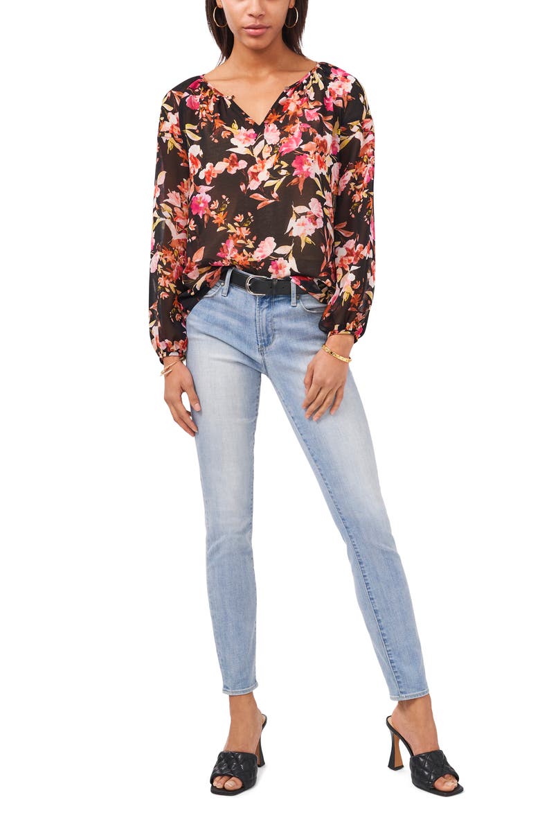 Vince Camuto Floral Peasant Blouse, Alternate, color,