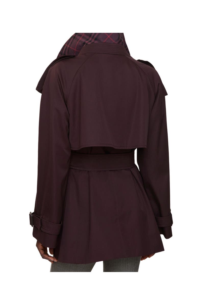 Burberry Short Gabardine Fitzrovia Trench Coat, Alternate, color, Wine Red