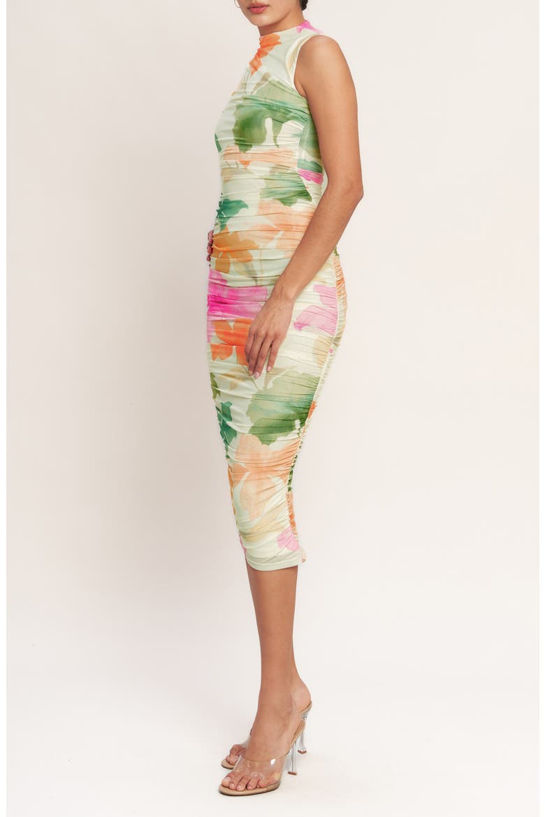 Print Mesh Midi Dress, Alternate, color, IVORY