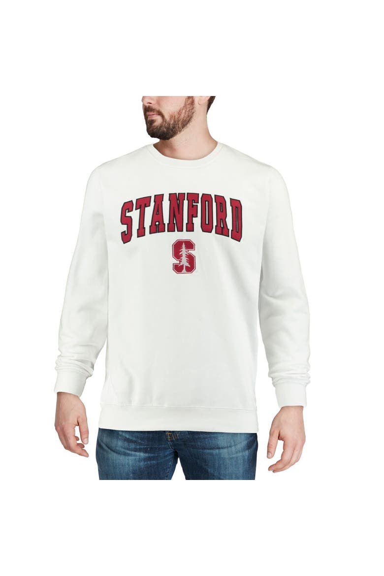 Men's Colosseum White Stanford Cardinal Arch & Logo Crew Neck Sweatshirt, Alternate, color, White