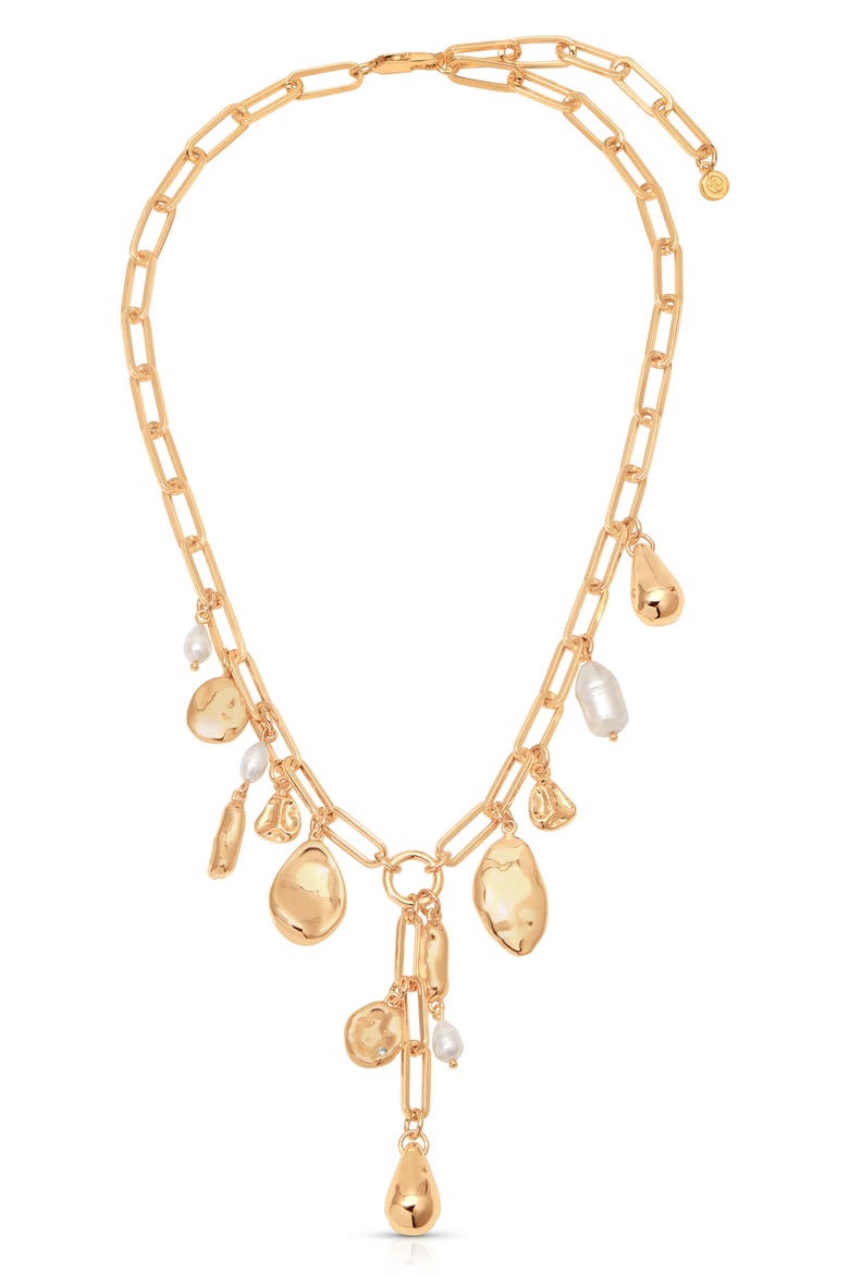 Liquid Metal Charm Y-Necklace, Alternate, color, GOLD