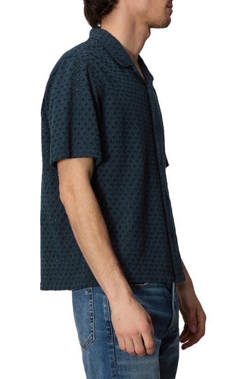 Rag & Bone Men's Avery Viscose Linen Diamond Jacquard Camp Shirt In Salute