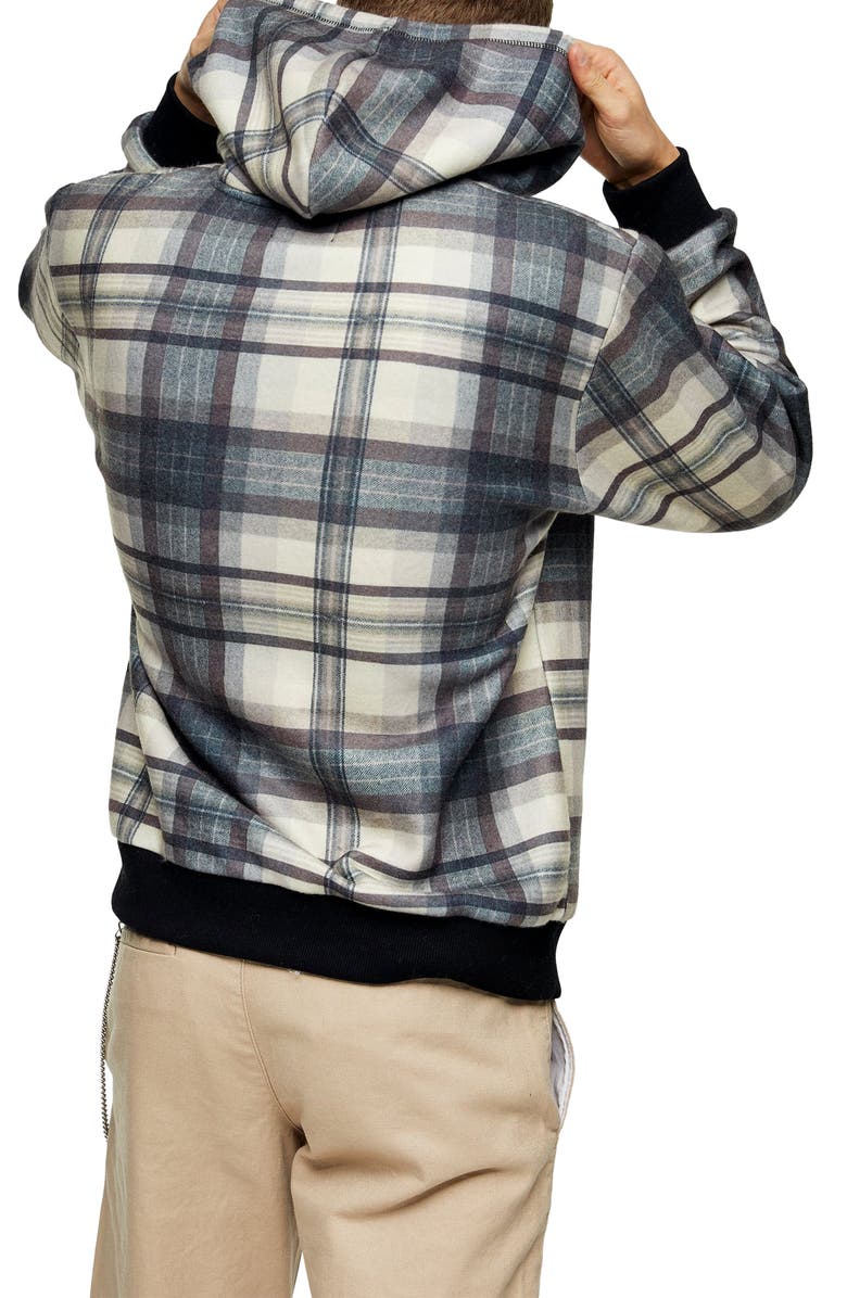 Topman Country Check Hoodie, Alternate, color, 