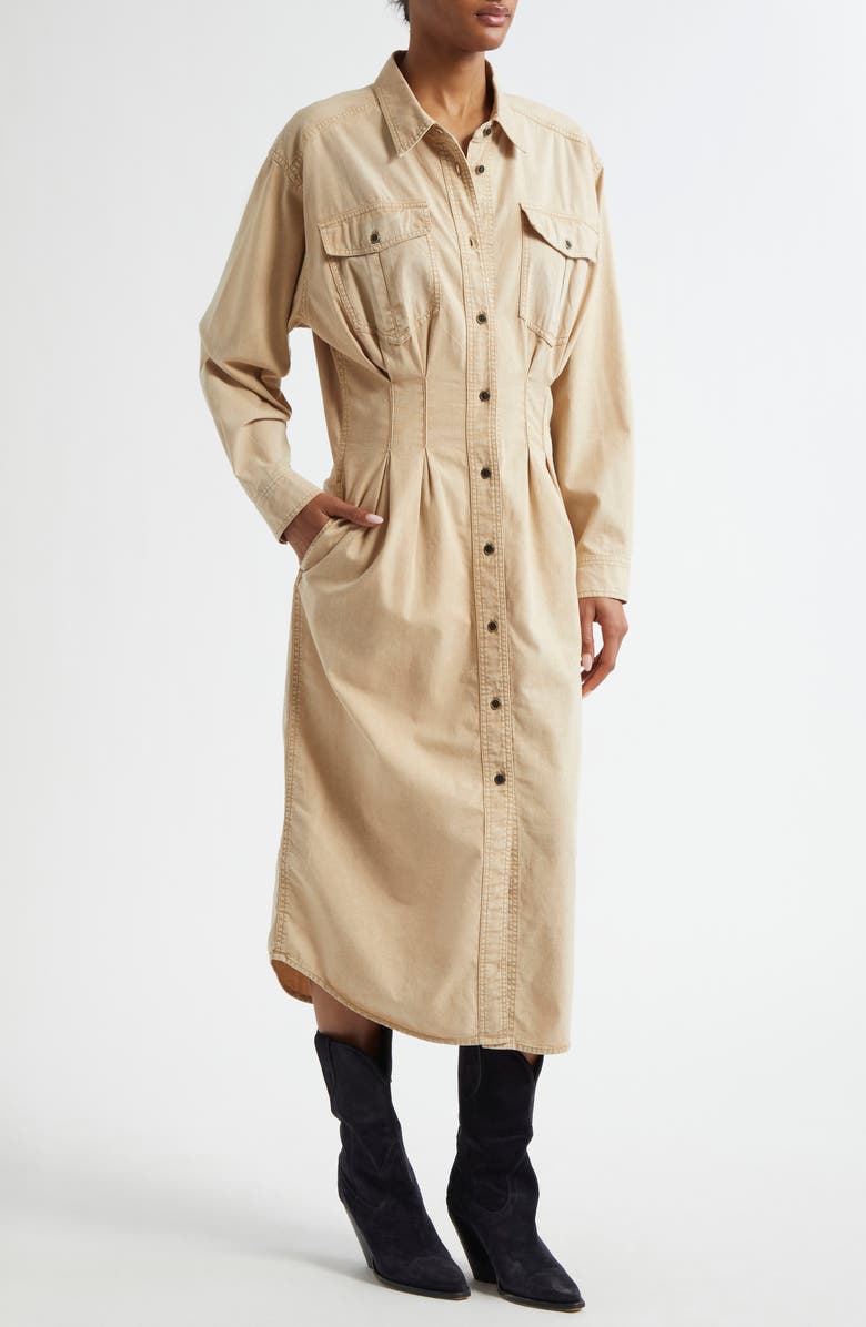 Isabel Marant Étoile Nolwen Belted Denim Shirtdress, Alternate, color, Beige