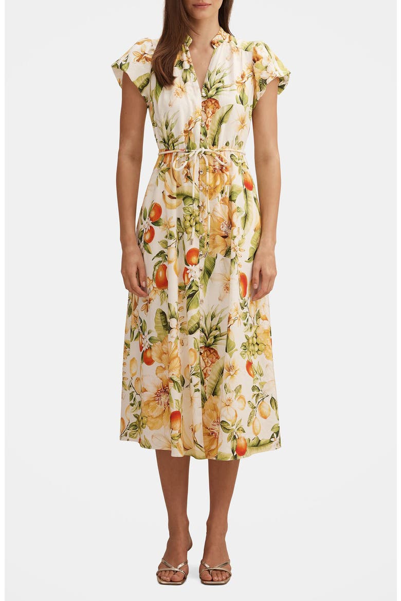 Posie Puff Sleeve Midi Dress, Main, color, DOMENICA FLORAL