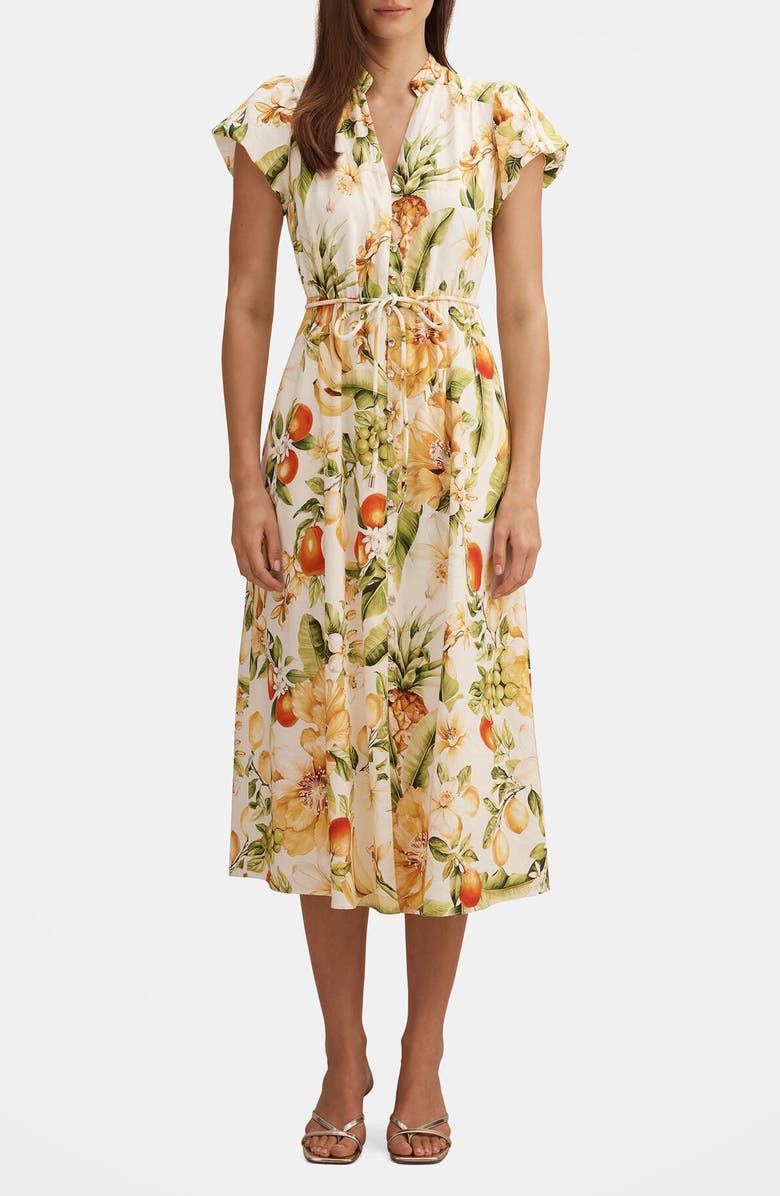 Ever New Posie Puff Sleeve Midi Dress, Main, color, Domenica Floral