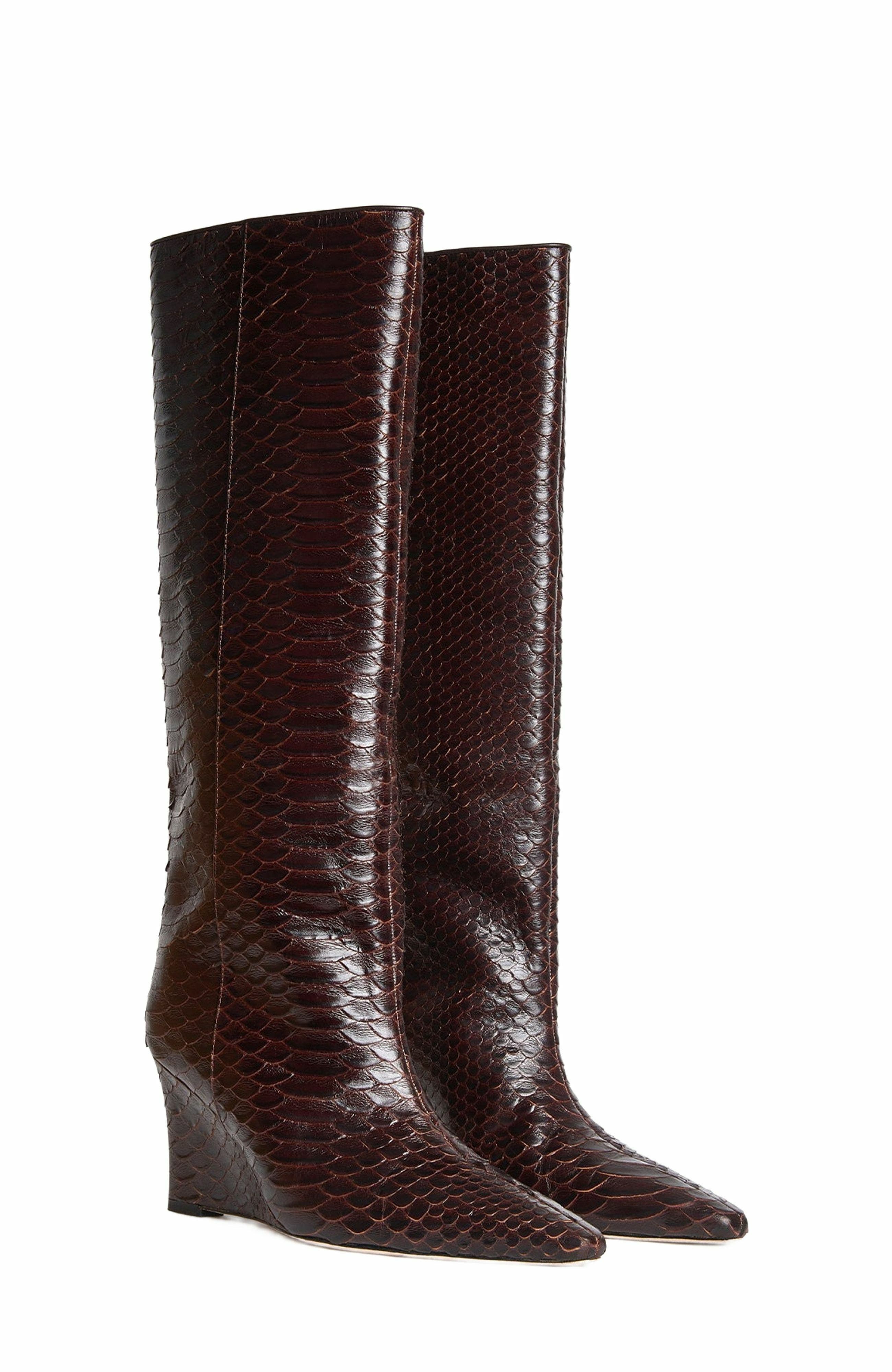 Embossed Leather Wedge Boot - image 3