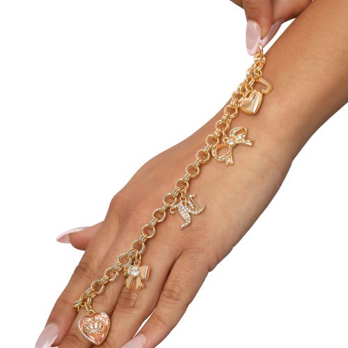 Juicy Couture Gold-tone Charm Bracelet With Bow And Pavé Details In Gold