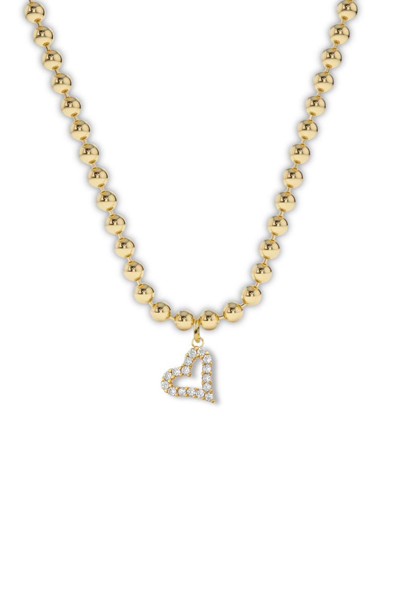 Sparkly Heart Charm Necklace in Gift Bottle, Alternate, color, Gold