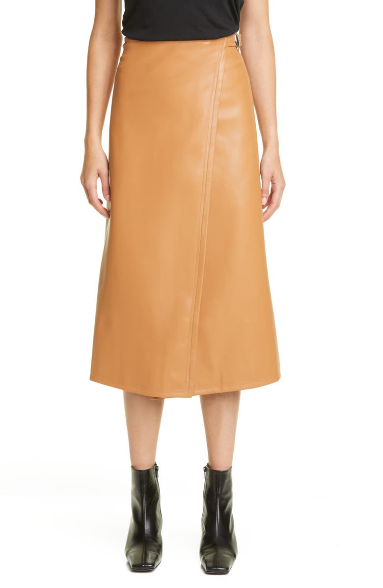 Simon Miller Vega Faux Leather Wrap Skirt, Main, color,