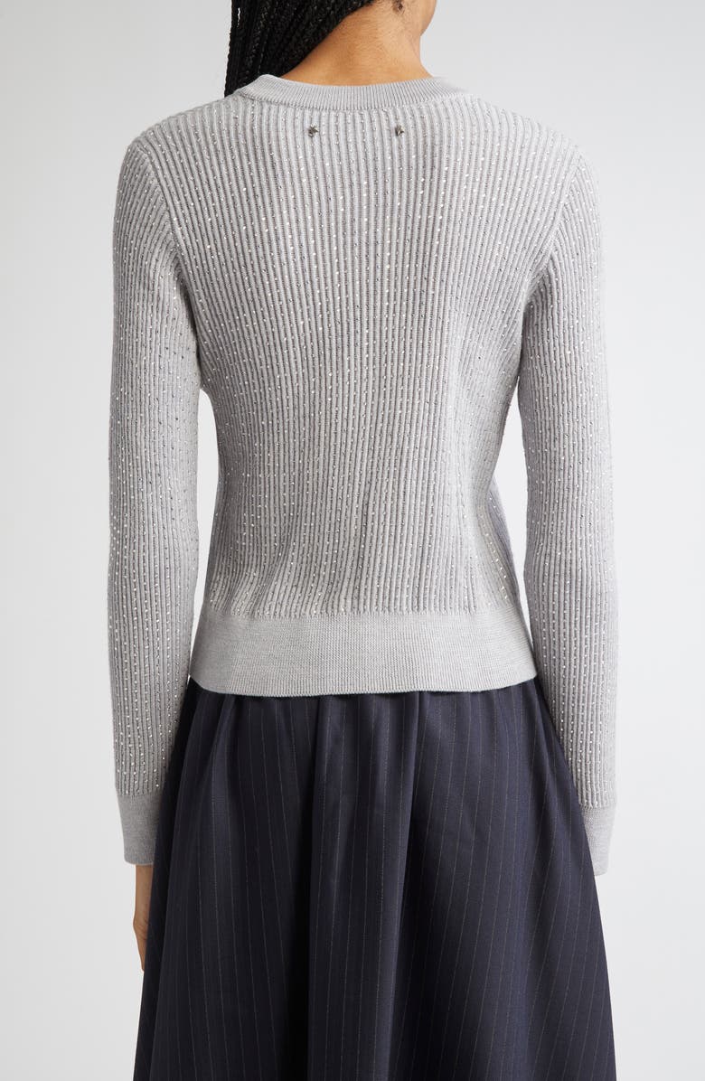 Golden Goose Journey Crystal Embellished Virgin Wool Rib Sweater, Alternate, color, Medium Grey
