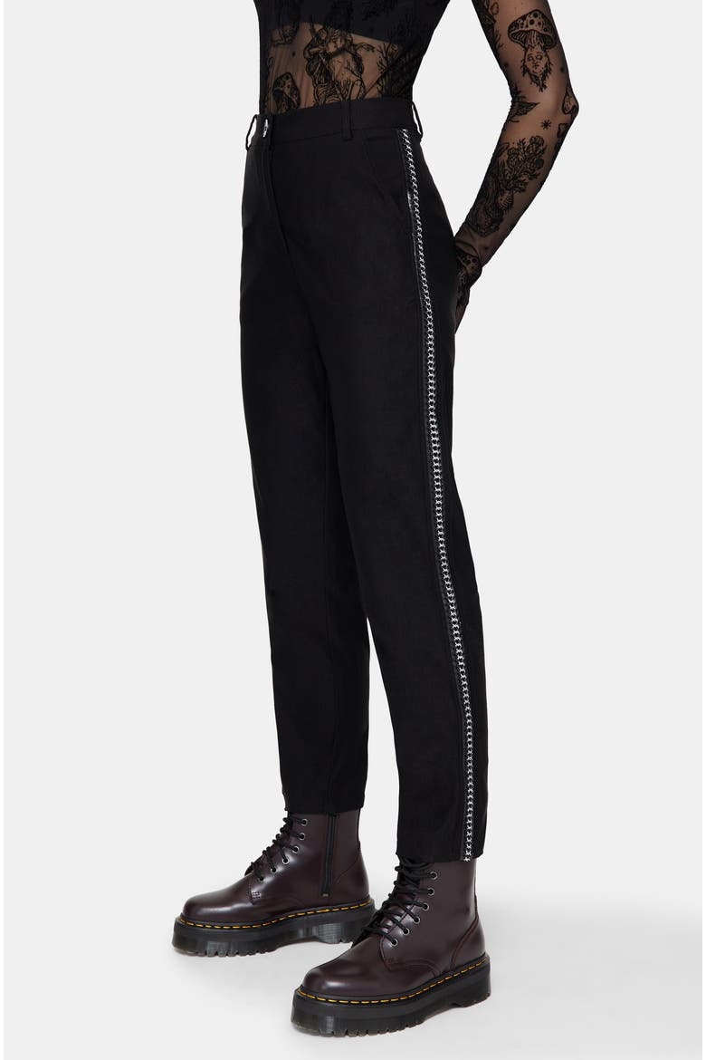 Nocturne Tapered Trouser With Chain Trim, Alternate, color, Black