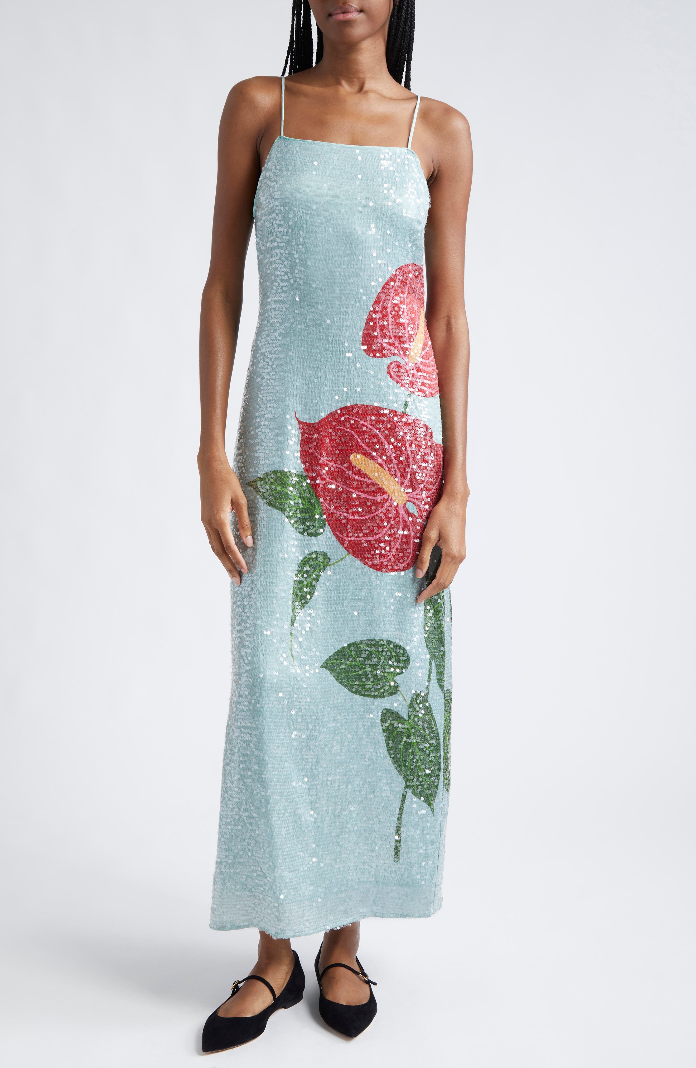 Anthurium Sequin Shift Dress