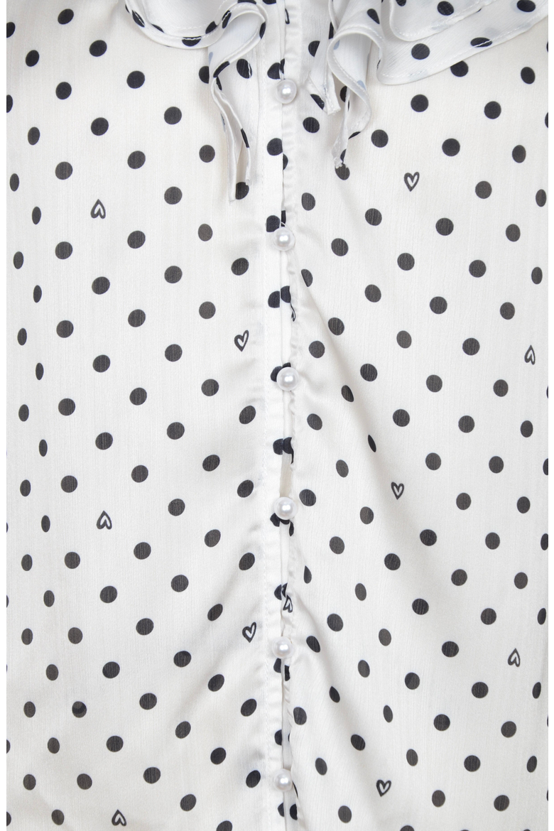 Polka Dot Tie Neck Blouse, Alternate, color, Off-White