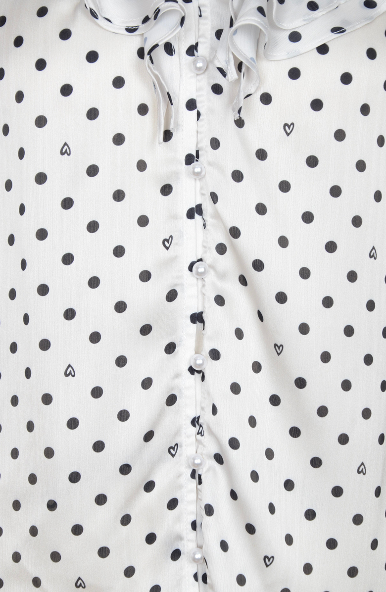 Modenaire Polka Dot Tie Neck Blouse, Alternate, color, Off-White